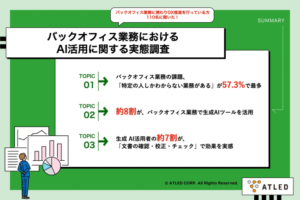 バックオフィス業務に生成ＡＩの波、約８割が活用し文書確認などで効果を実感（エイトレッド調査）